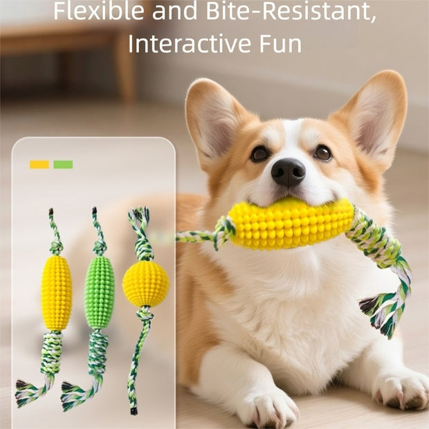Corn Knot Dog Chew Toy – Teeth Cleaning Rope Ball for Small & Large Dogs