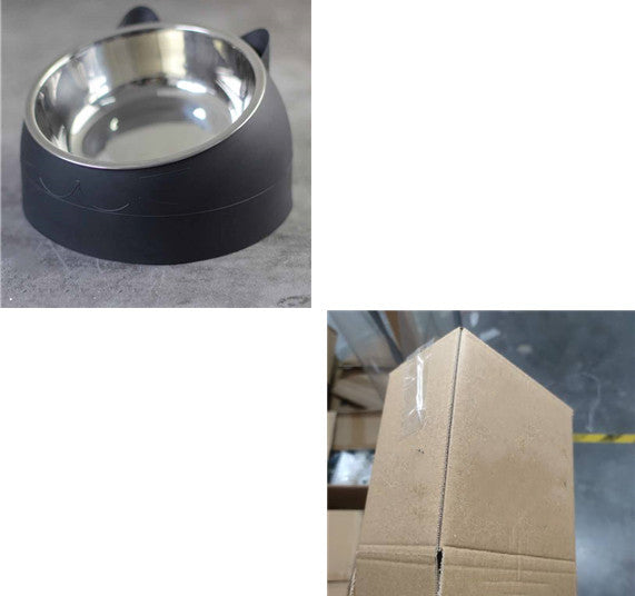 Stainless Steel Tilted Cat Bowl, 200 Milliliters, for cats.