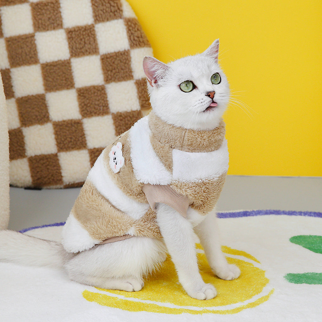Cat Fleece Sweatshirt in Khaki, Pink, or Wine Red, for cats.