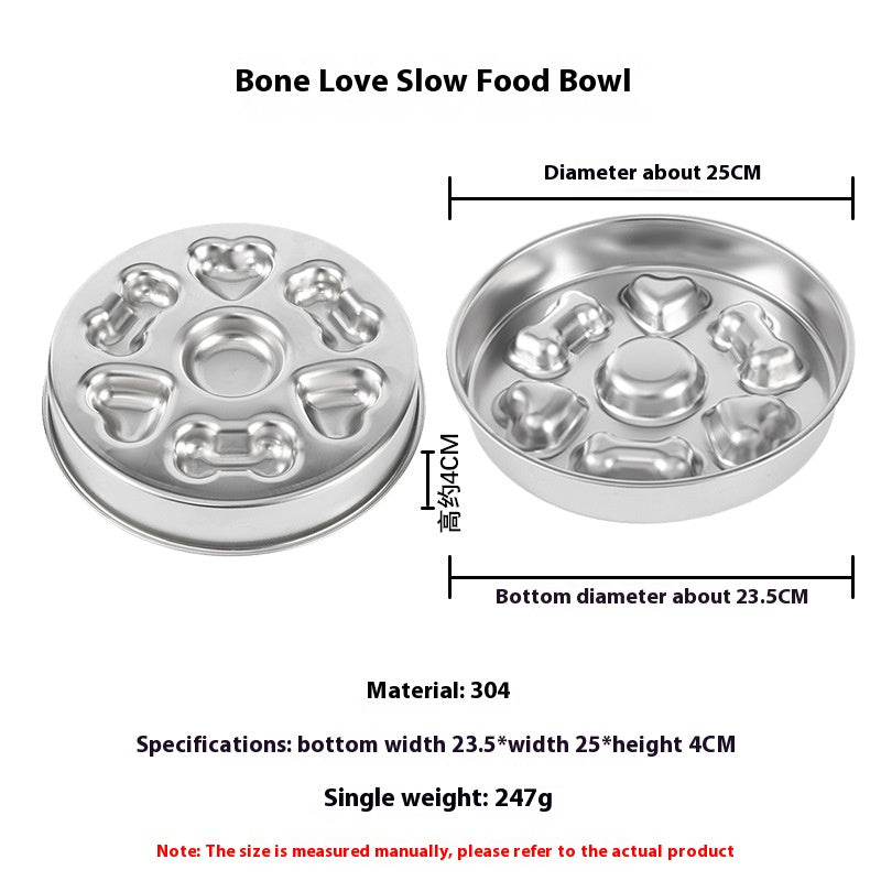 Stainless Steel Slow Feeding Bowl, for dogs and cats.