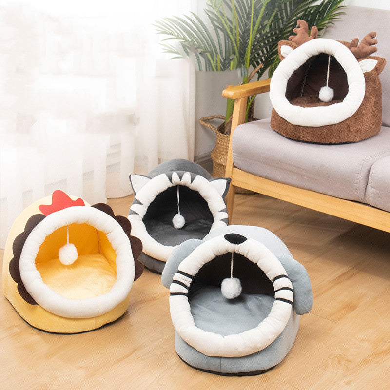 Closed Cave Bed Keeps Small Dogs Warm in Winter, for dogs.