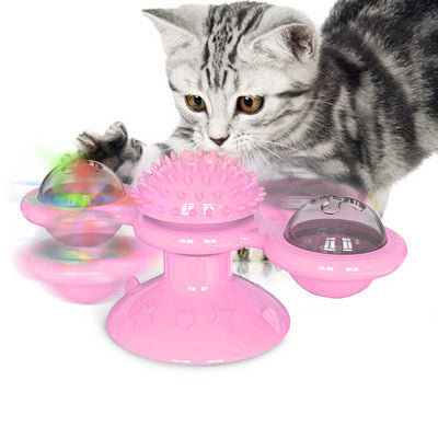 Suction Cup Spinning Windmill Scratcher Toy for Cats