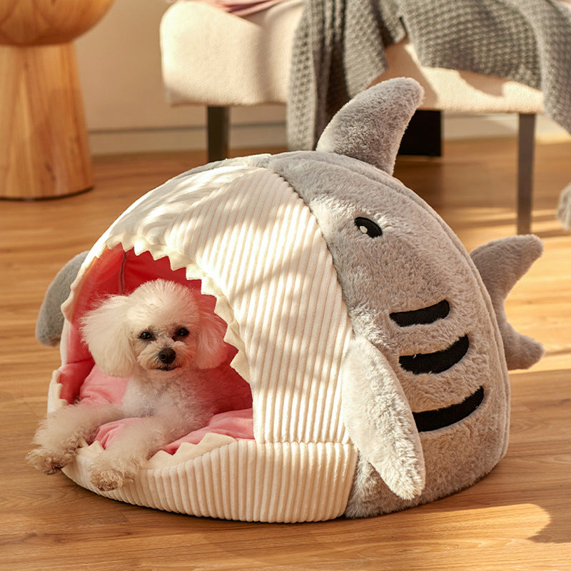 Shark-Shaped Cushioned Nest Bed, for cats.