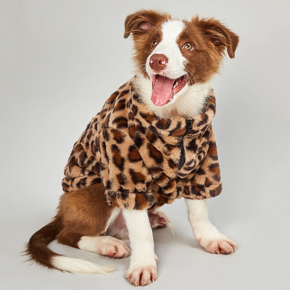 Warm Leopard-Print Acrylic Jacket, for dogs.