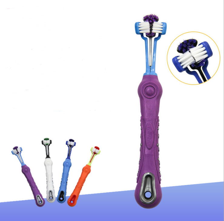 Three-Sided Dog Toothbrush for Easier Teeth Cleaning, for dogs.