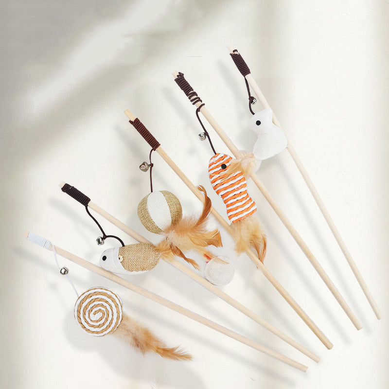Feather and Bell Teaser Wand Toy, for cats.