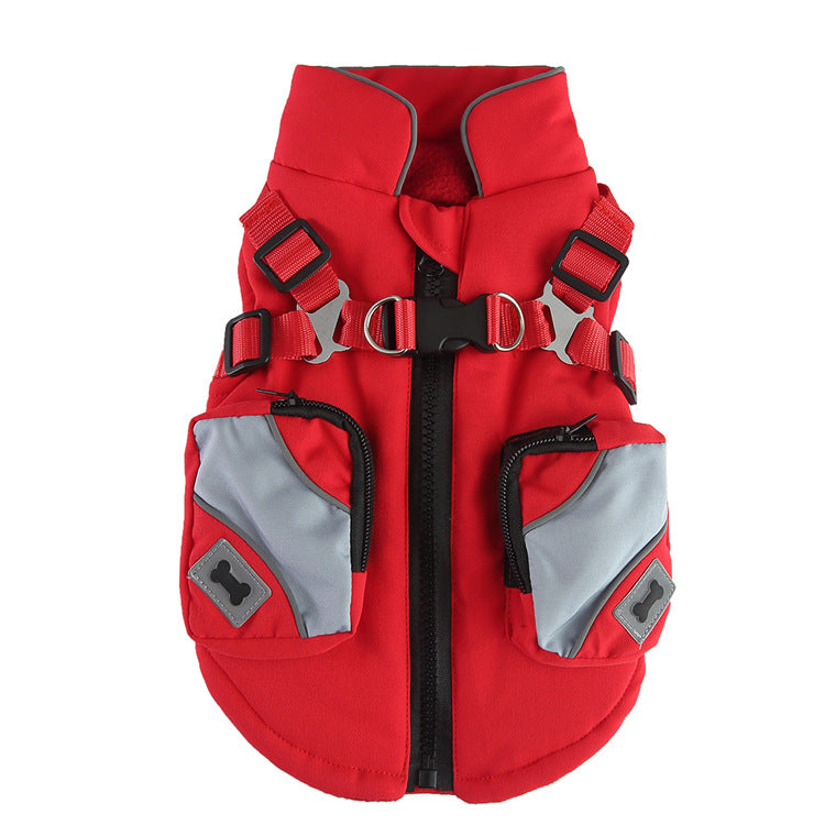 Zip-Front Polyester Dog Coat Jacket in Five Sizes, for dogs.