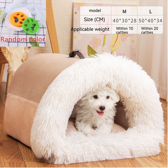 Portable Warm Pet Nest – Moisture-Proof Plush Bed for Cats & Dogs – side view