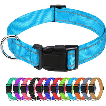 Adjustable Nylon Dog Collar – Reflective Walking Collar All Sizes – side view