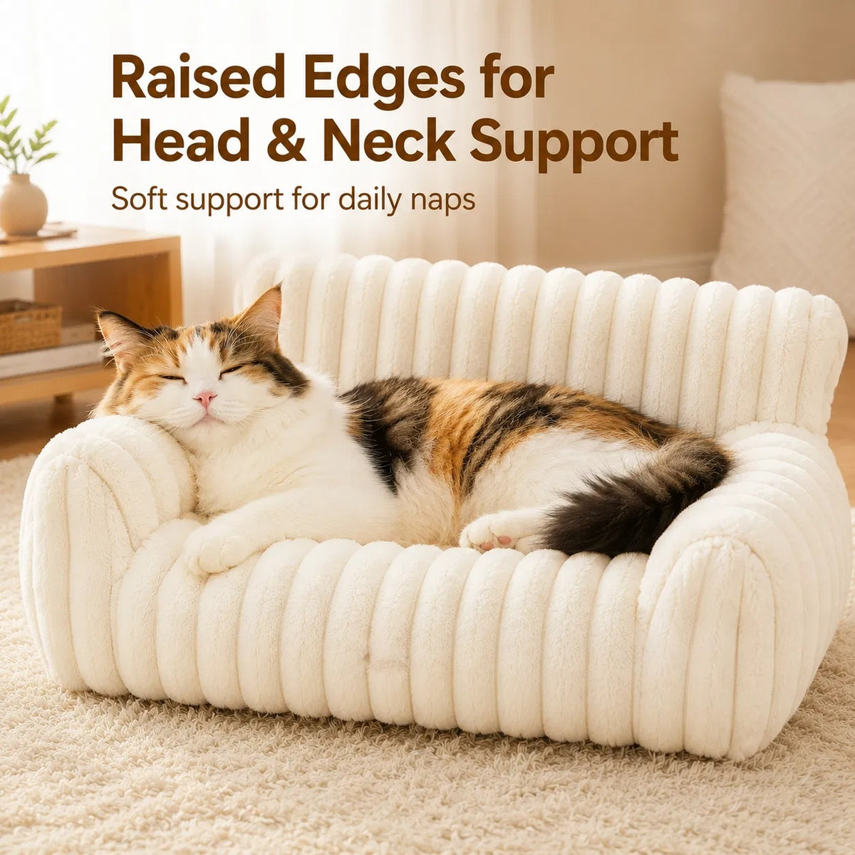 Corduroy Fleece Cat Bed with Removable Washable Cover, for cats.