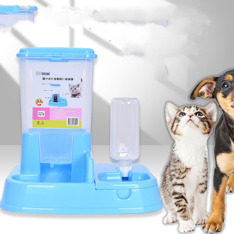 Dual-Purpose Automatic Pet Feeder and Water Bowl, for dogs and cats.
