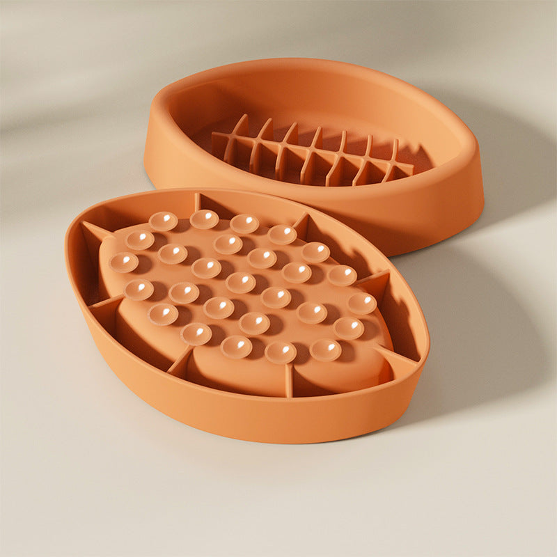 Silicone Slow Feeder Bowl with Suction Cup Base, for dogs and cats.