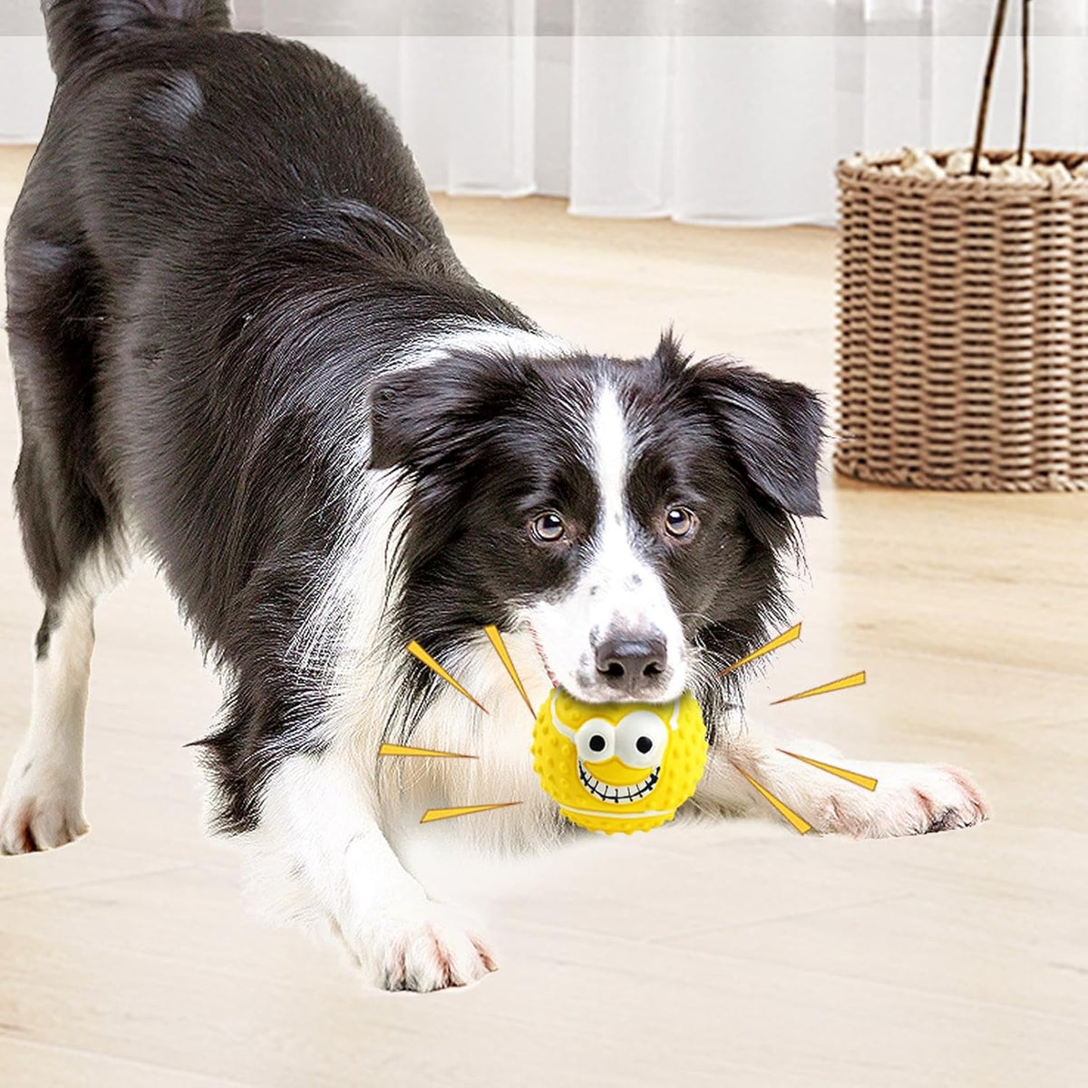 Latex Smile-Face Squeaky Ball Toy, for dogs.