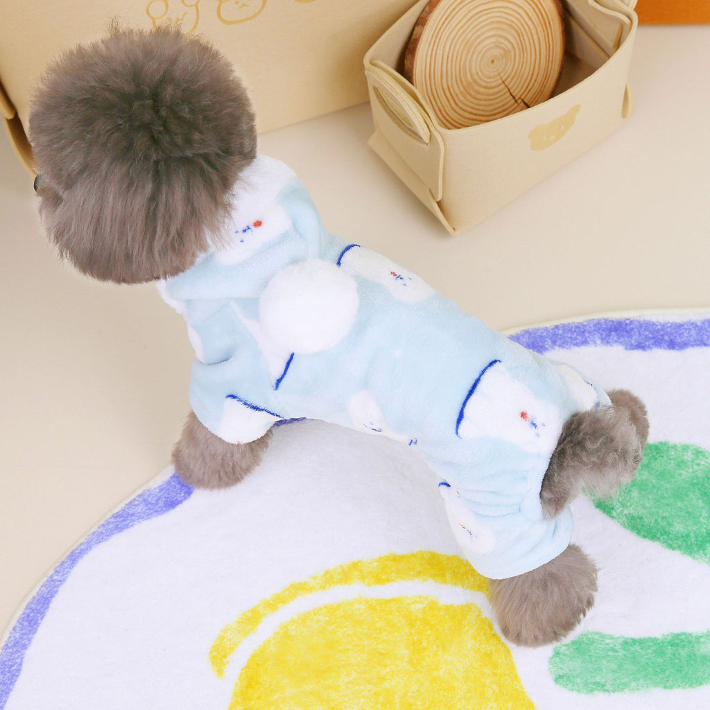 Coral Velvet Four-Leg Puffer Jacket, for dogs.