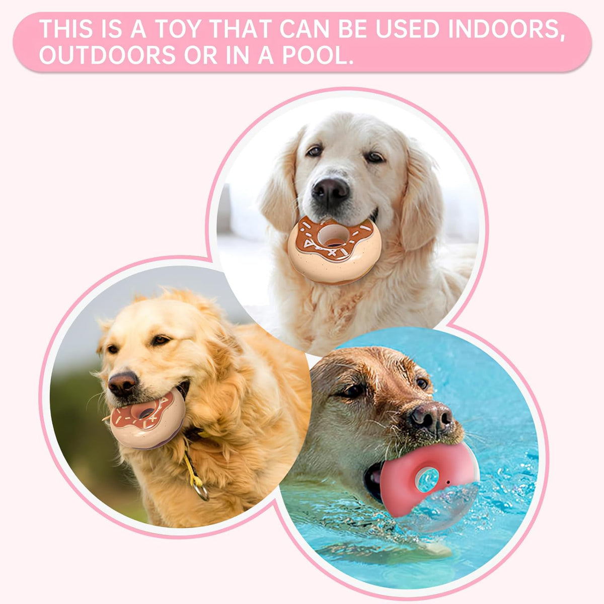 TPR Donut Chew Toy for Small to Large Dog Breeds, for dogs.