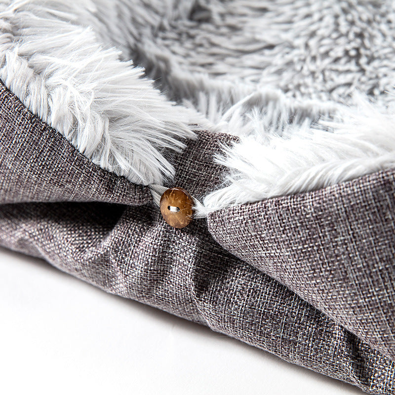 Plush Button Cat Nest and Cushion, 60 by 50 cm, for cats.