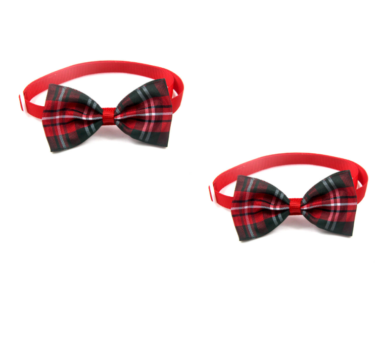 Plaid Bow Tie Collar Accessory for Dogs and Cats