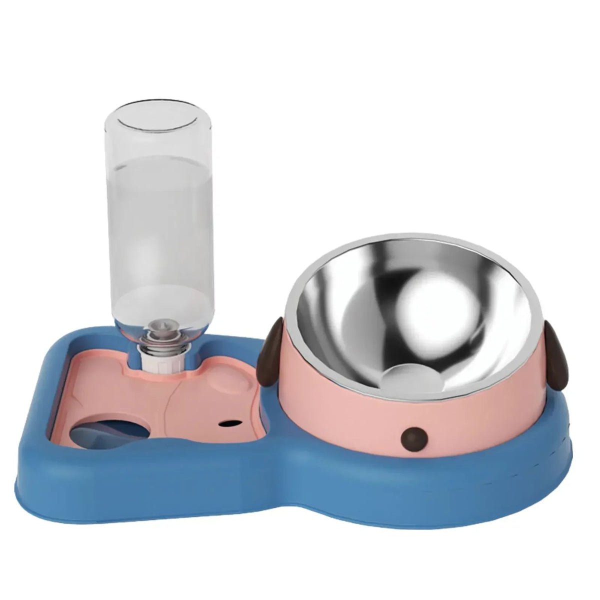 2-in-1 Tilted Feeding Bowl and Water Bottle Set