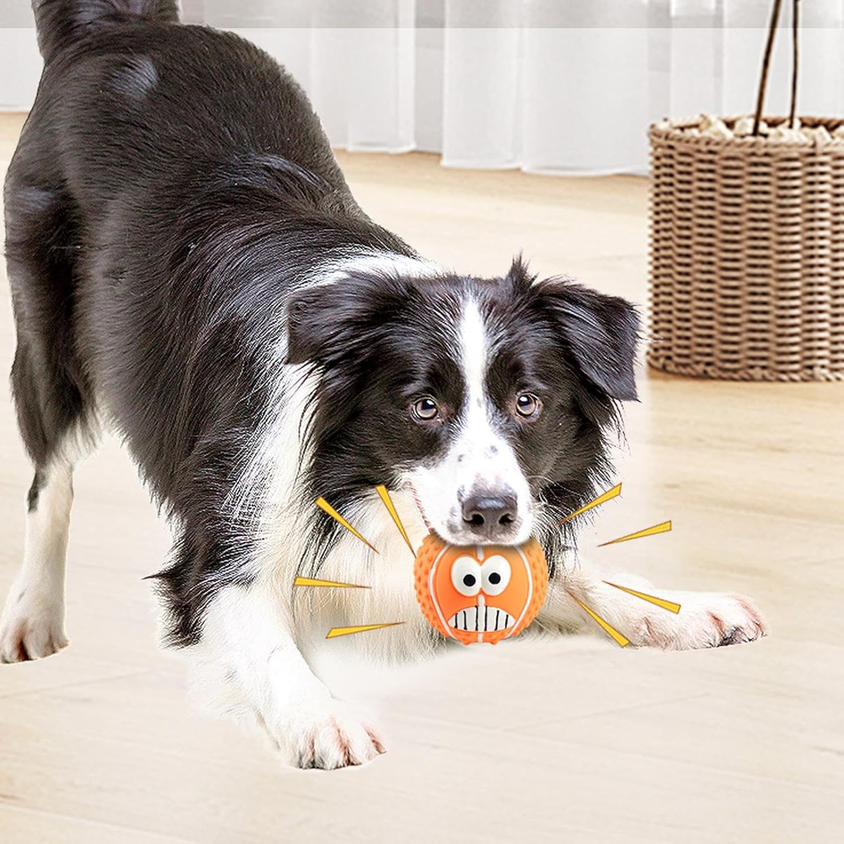 Latex Smile-Face Squeaky Ball Toy, for dogs.
