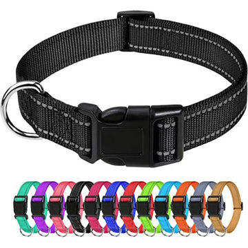 Adjustable Nylon Dog Collar – Reflective Walking Collar All Sizes – detail view
