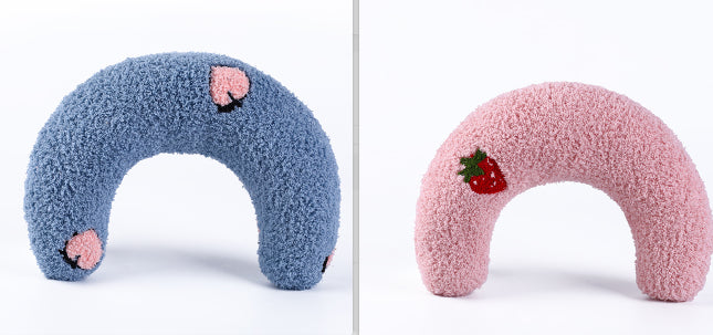 Soft U-Shaped Plush Pillow for Cats to Curl Up In
