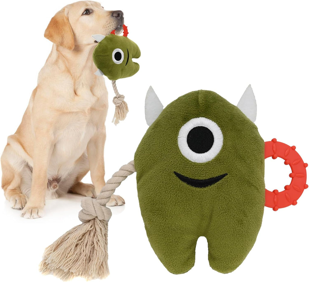 Plush Squeaky Tug Rope Dog Toy for Chewing and Play, for dogs.