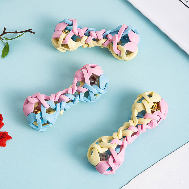 Woven Macaron-Shaped Squeaky Chew Toy, for dogs.