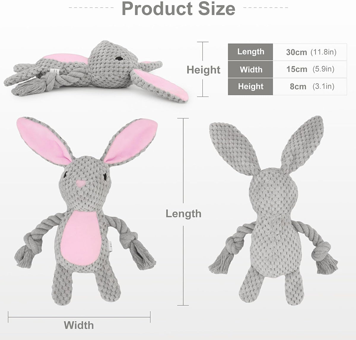 Plush Squeaker Toy with Crinkle Paper, for dogs.