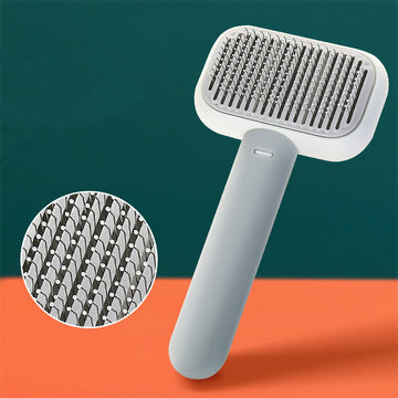 Stainless Steel Pet Dematting Brush – Open-Knot Grooming Comb – lifestyle photo