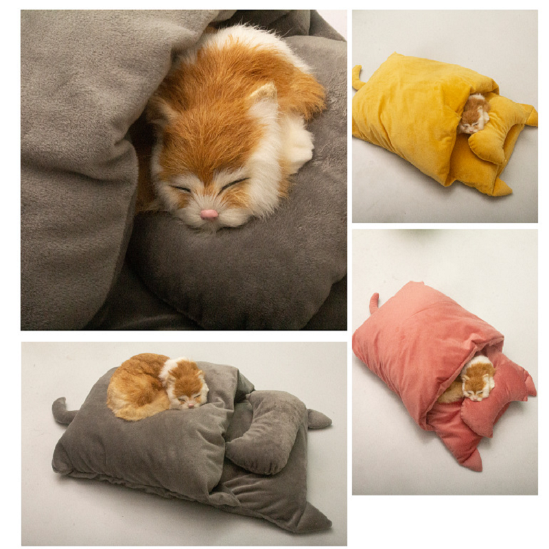 Japanese-Style Cat Sleeping Bag for Winter Warmth, for cats.