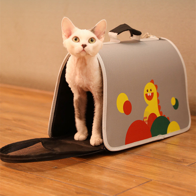 Foldable Oxford Cloth Cat Carrier Bag in Fun Prints, for cats.