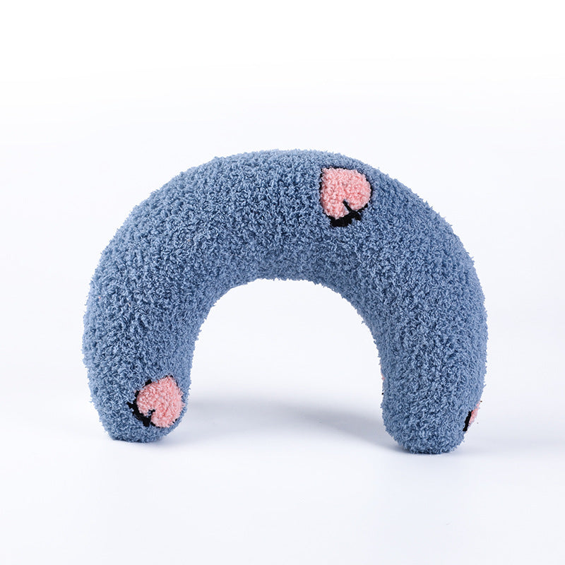 Soft U-Shaped Plush Pillow for Cats to Curl Up In
