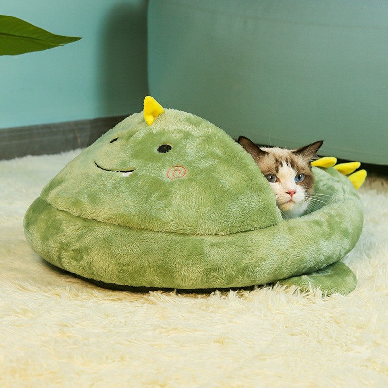 Dinosaur-Print Winter Mattress Pad, for cats.