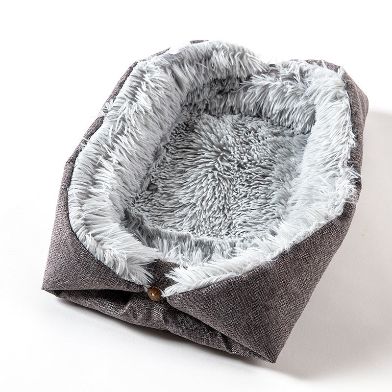 Plush Button Cat Nest and Cushion, 60 by 50 cm, for cats.
