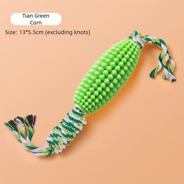 Corn Knot Dog Chew Toy – Teeth Cleaning Rope Ball for Small & Large Dogs – close-up