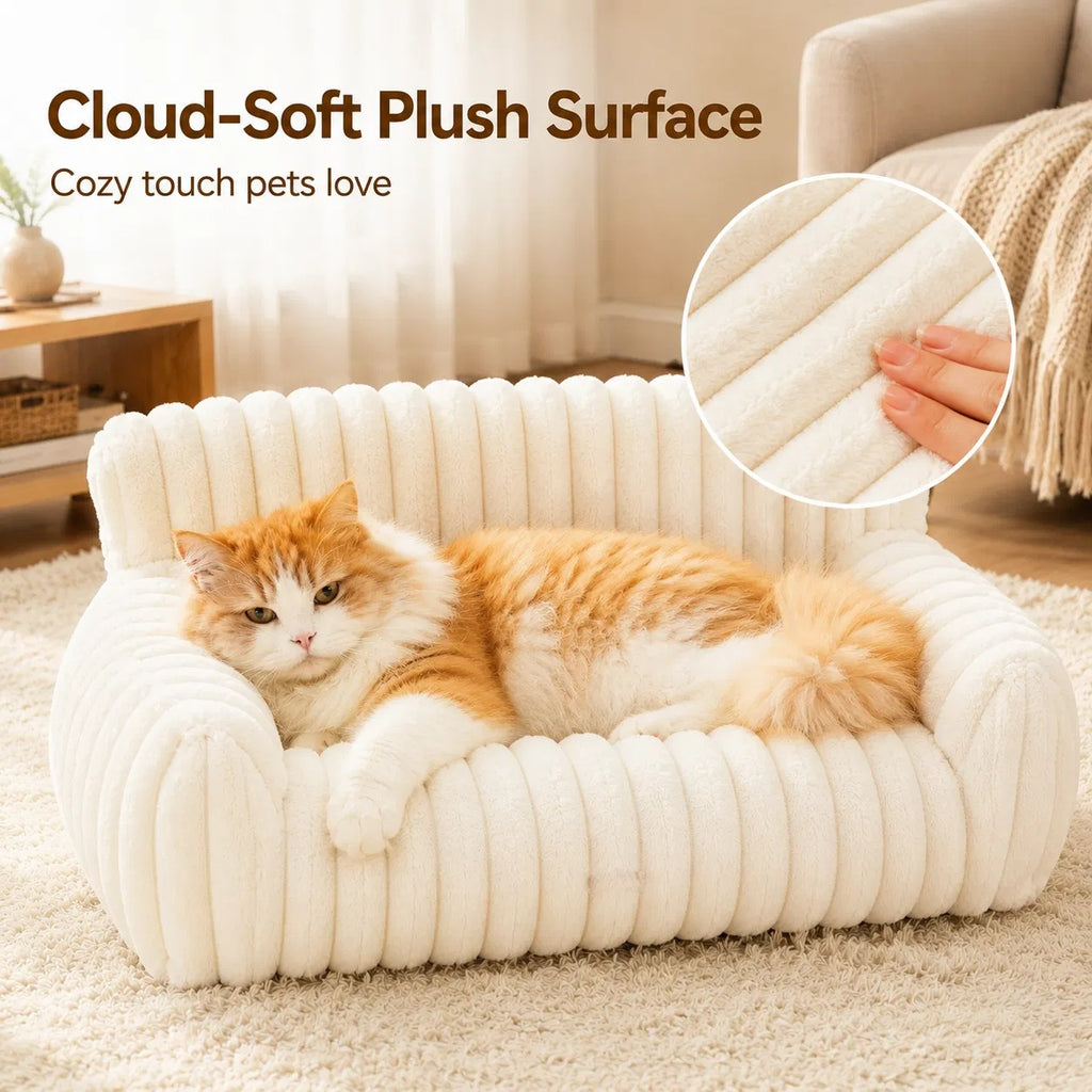 Corduroy Fleece Cat Bed with Removable Washable Cover, for cats.