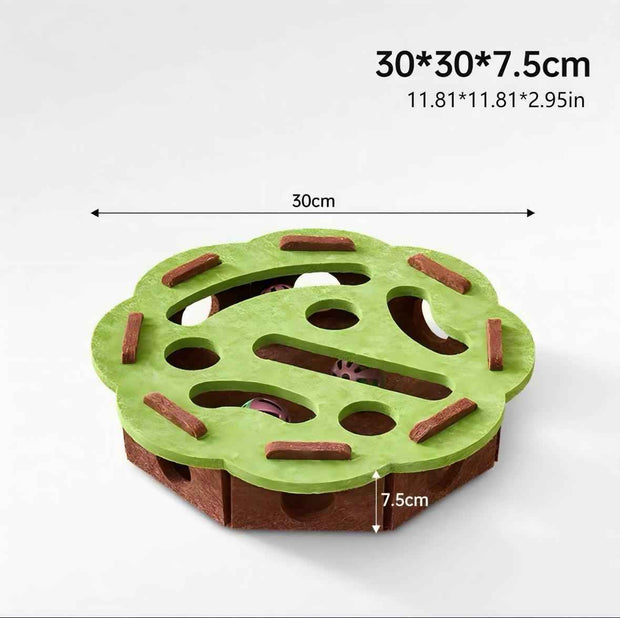 Durable Felt Interactive Cat Puzzle Toy With Maze, Bell Ball & Pathways – size reference