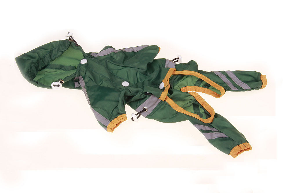 One-Layer Dog Raincoat with Reflective Safety Bar, for dogs.