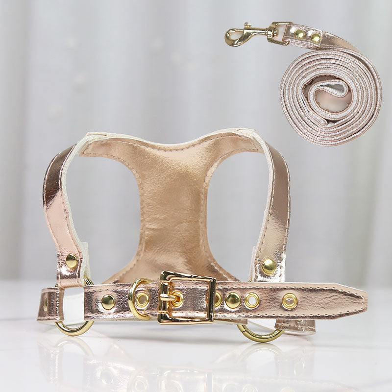 Adjustable PU Leather Chest Harness, for dogs and cats.