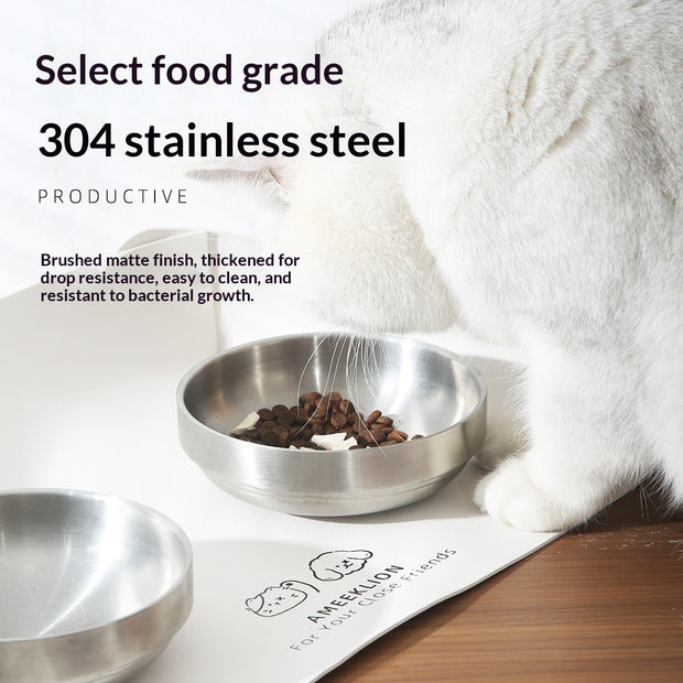 Stainless Steel Cat Bowl with Stand – Anti-Tip Wide Feeding Dish – lifestyle photo