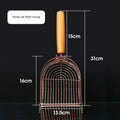 Rose Gold Metal Litter Scoop with Wood Handle, for cats.