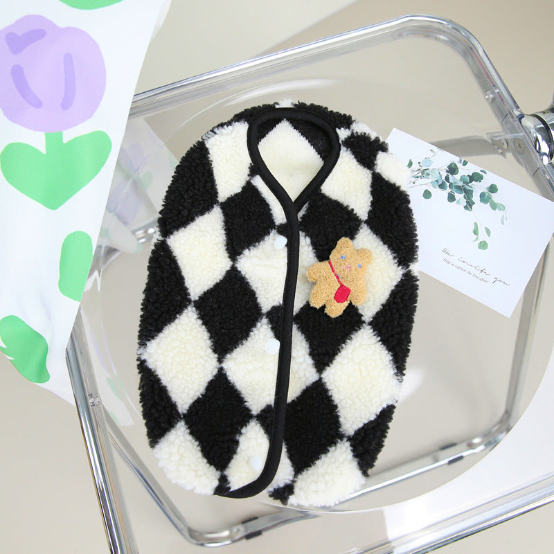 Diamond-Quilted Velvet Winter Jacket, for dogs and cats.