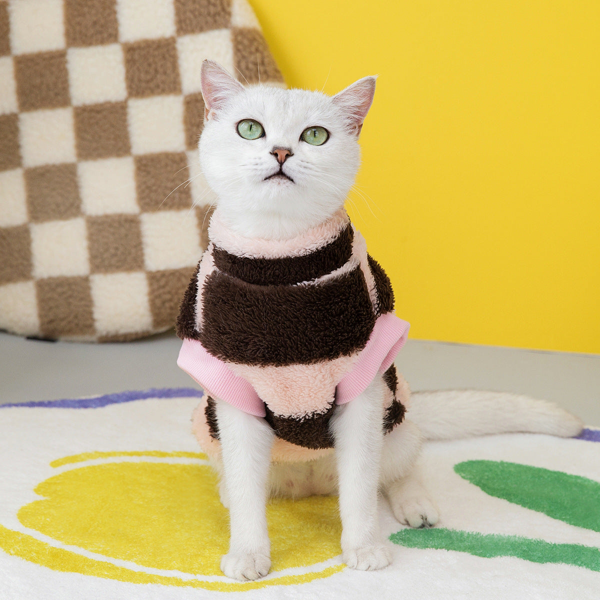 Cat Fleece Sweatshirt in Khaki, Pink, or Wine Red, for cats.