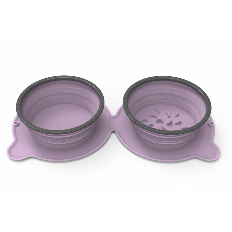 Foldable Silicone Double Travel Bowl for Pets