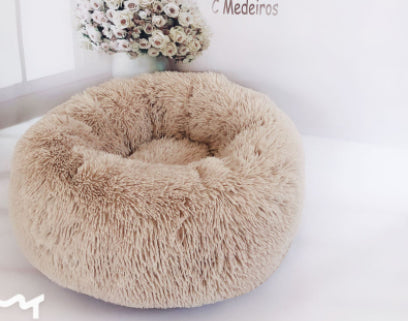 Round Plush Donut Bed, for dogs and cats.