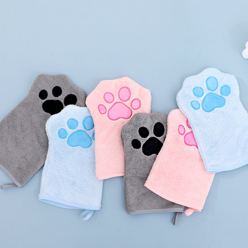 Coral Fleece Glove-Style Quick-Dry Towel, for dogs.