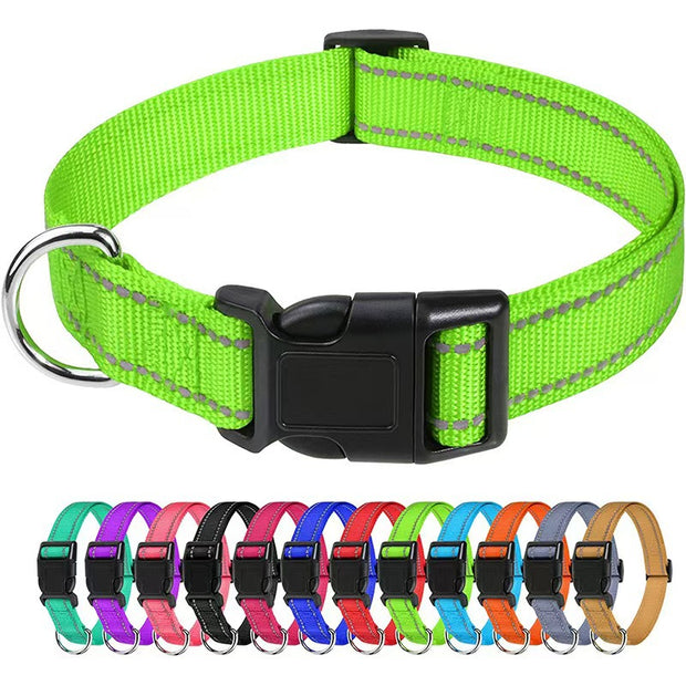 Adjustable Nylon Dog Collar – Reflective Walking Collar All Sizes – packaging