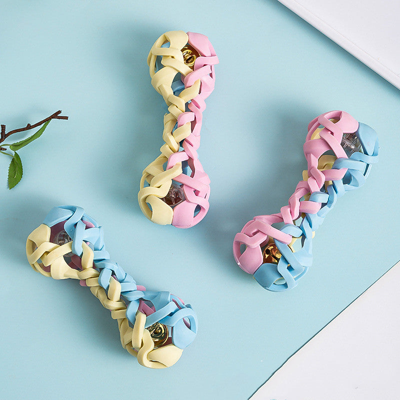 Woven Macaron-Shaped Squeaky Chew Toy, for dogs.