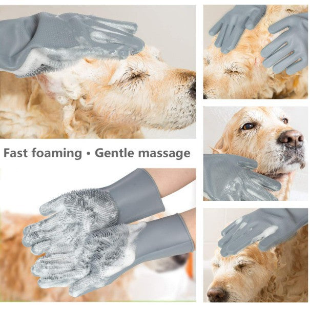 Silicone Grooming Massage Glove, for dogs and cats.