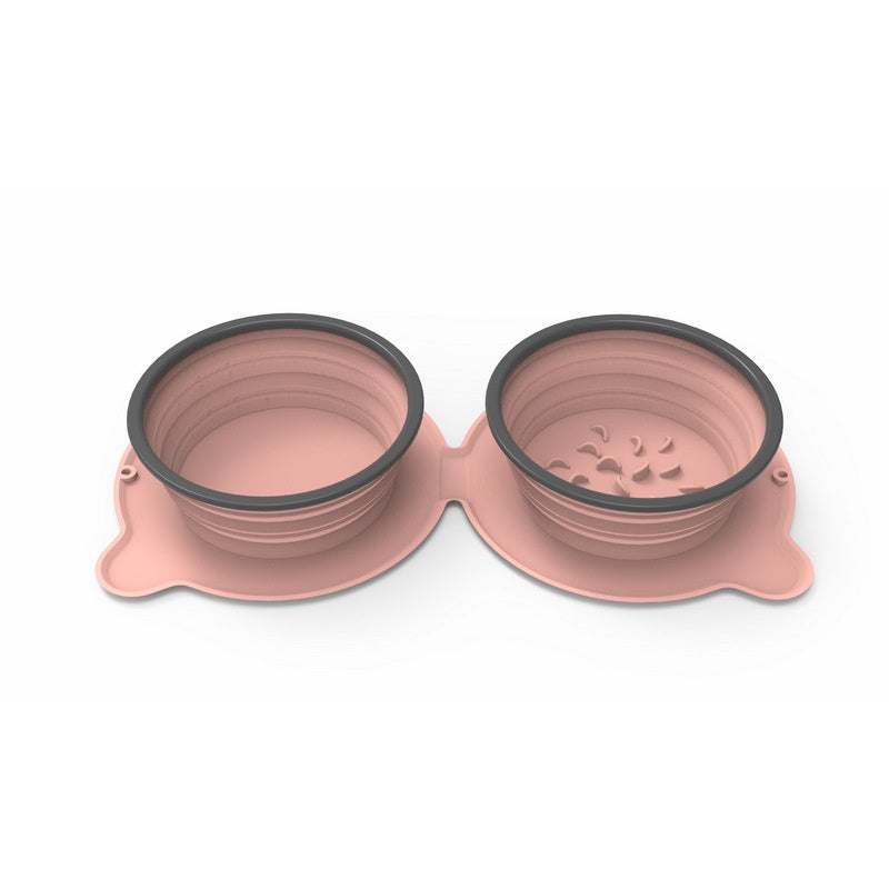 Foldable Silicone Double Travel Bowl for Pets